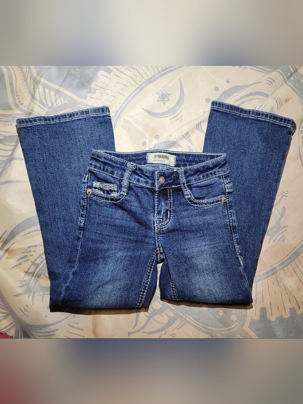 Kids Dark Blue Bootcut Jeans - Classic Comfort Denim - Girls Size 5